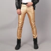 Middle-aged and young men's elastic, slimming, fashionable, moisture-proof white leather pants for dance performances, bars, and hair salons details Picture